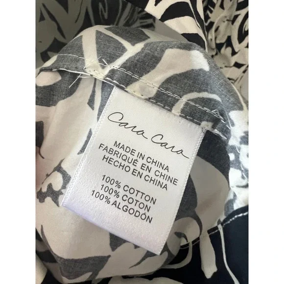 Cara Cara Hart Floral Puff Sleeve Cotton Minidress Black White Size 4 - Picture 7 of 7